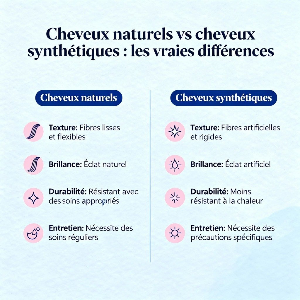 Cheveux naturels vs cheveux synthétiques : les vraies différences