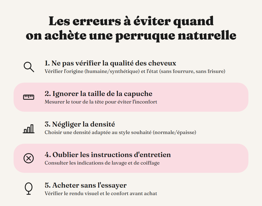 Les erreurs à éviter quand on achète une perruque naturelle